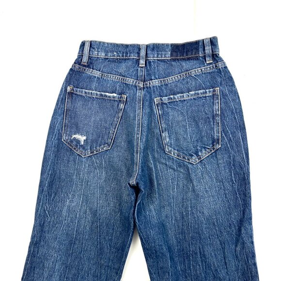 Garage Vintage Straight Distressed Raw Hem Women's size 1 Dark Blue Denim jeans - Picture 4 of 4